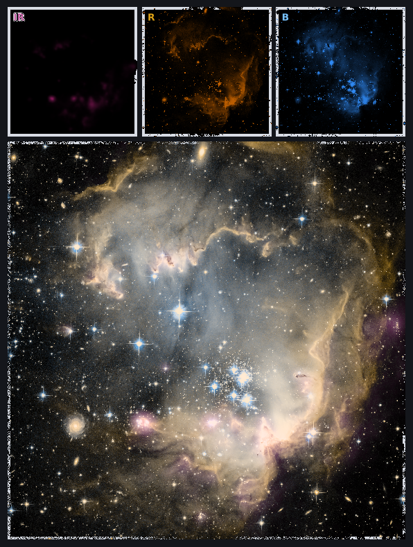 NGC 602 component mosaic (dark canvas)