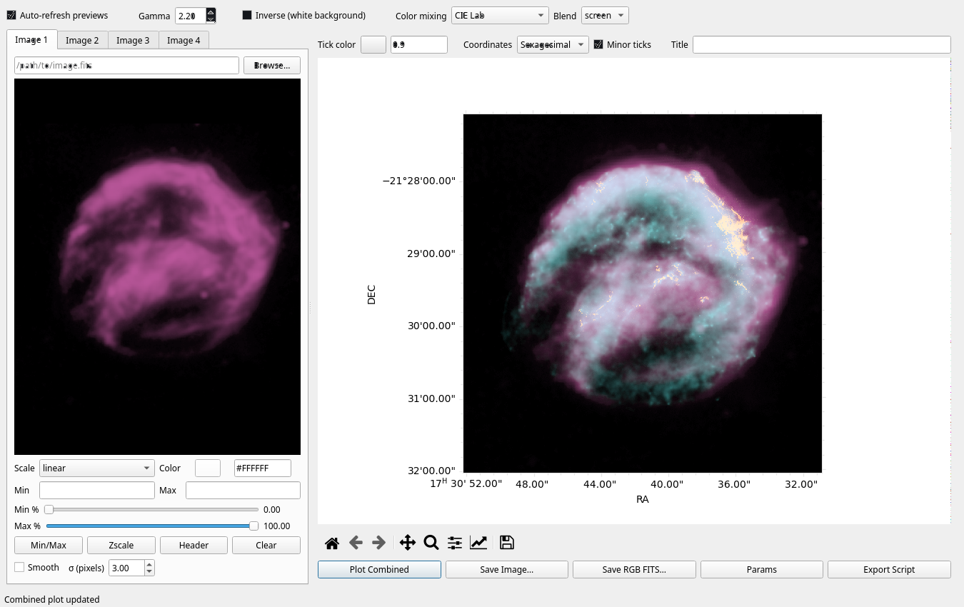 Qt desktop GUI with Lab compositing (dark chrome)